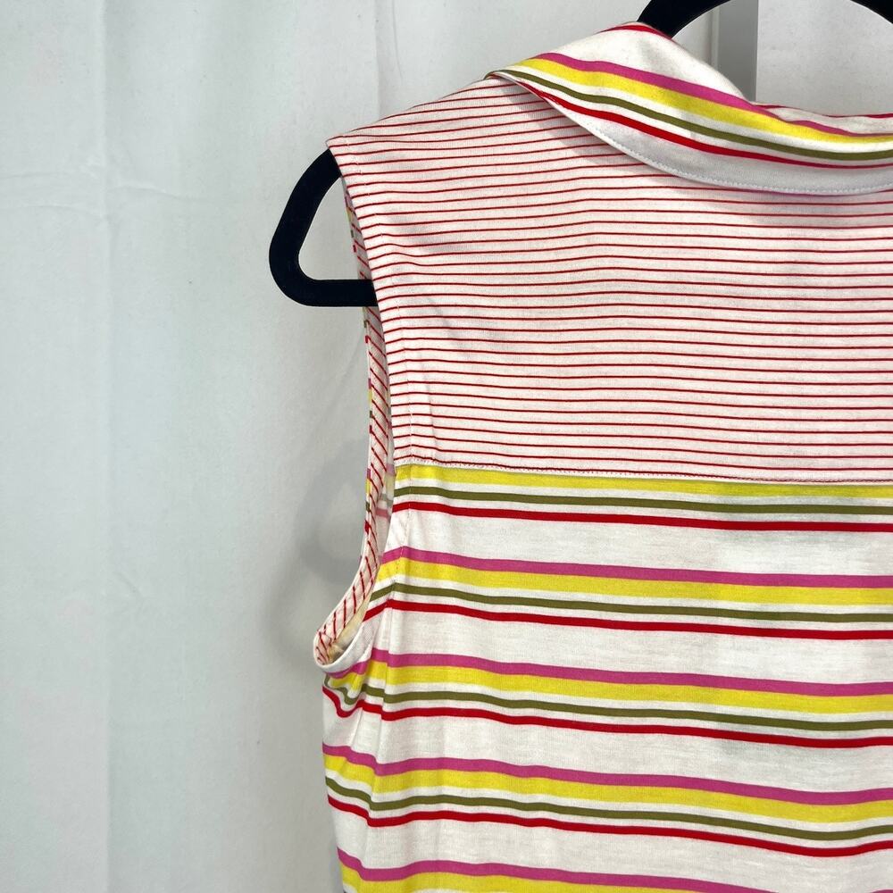 NWT CABI Tee Up Tee 6565 Sleeveless Striped Polo Collar Pink Multicolor Size M - Picture 8 of 10